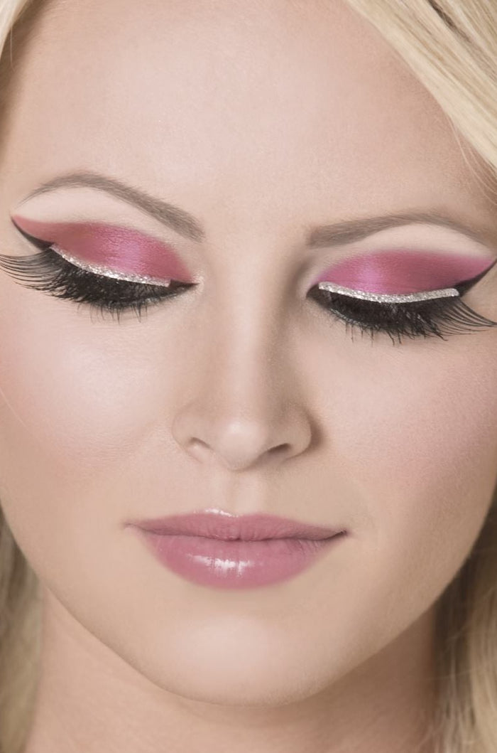 Party Eyelashes - Black With Silver Glitter
