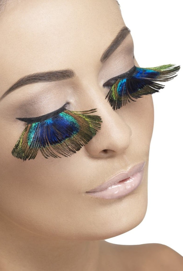 Party Eyelashes - Long Peacock Feathers