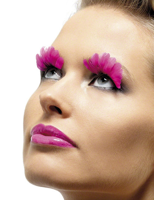 Party Eyelashes - Neon Pink Feathers