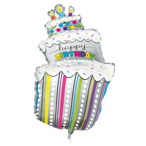 Giant Birthday Cake "Happy Birthday" Helium Foil Balloon - 40"