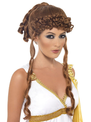 Helen Of Troy Wig - Brown with Curls