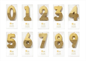 Gold Glitter Dipped Number Birthday Candles