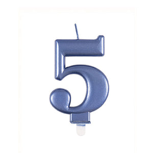 Metallic Blue Candles Number Birthday Candles