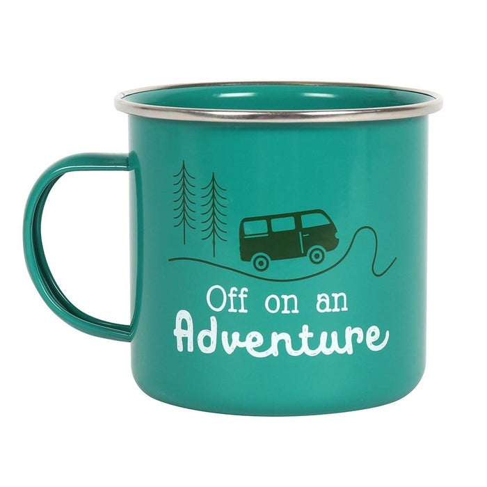 'Off On An Adventure' Green - Enamel Mug