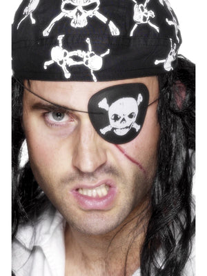 Pirate Eyepatch, Skull & Crossbones Print - (Adult)