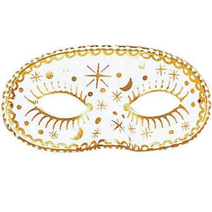 Moon & Star Domino Eye Mask - White