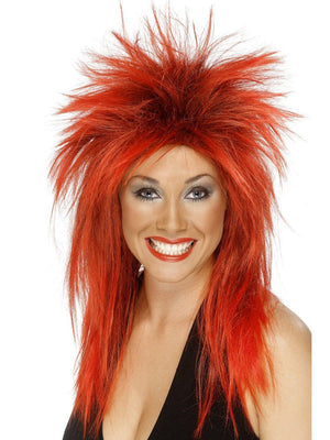 Rock Diva 80s Wig - Red and Black