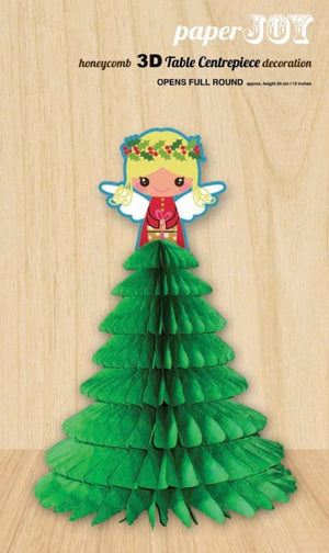 Table Centerpiece - Christmas Angel & Green Tree