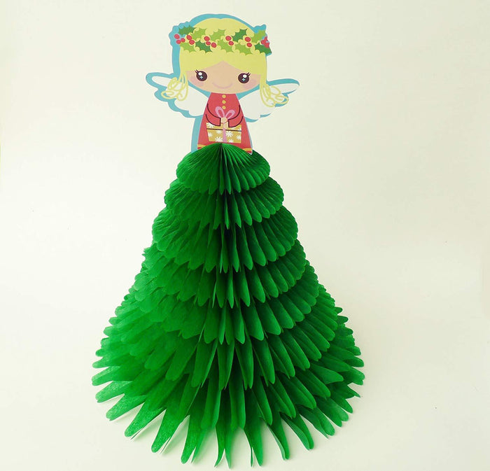 Table Centerpiece - Christmas Angel & Green Tree