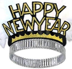 "HAPPY NEW YEAR" Tiaras - Gold/Silver (Pack of 6)