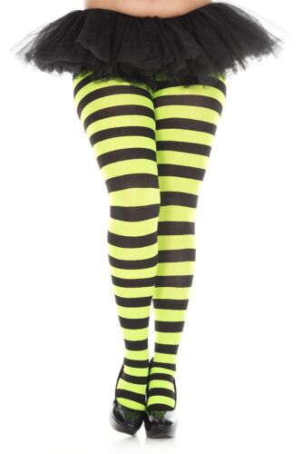 Striped Tights XL - Green & Black - (Adult)