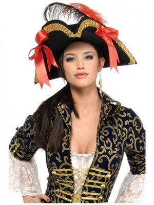 Black Velvet Pirate Hat - (Adult)