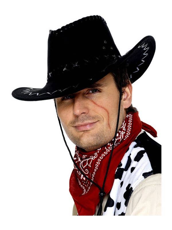 Leather Look Cowboy Hat - Black