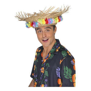 Beach Hat Straw with Flowers