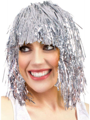Tinsel Wig - Silver (Adult)