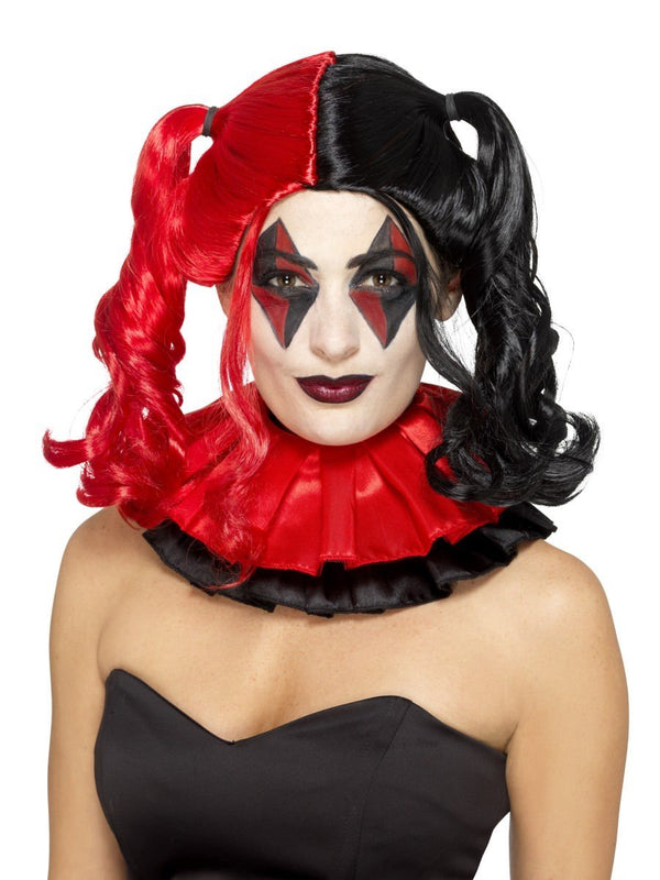 Twisted Harlequin Wig - Black and Red (Adult)